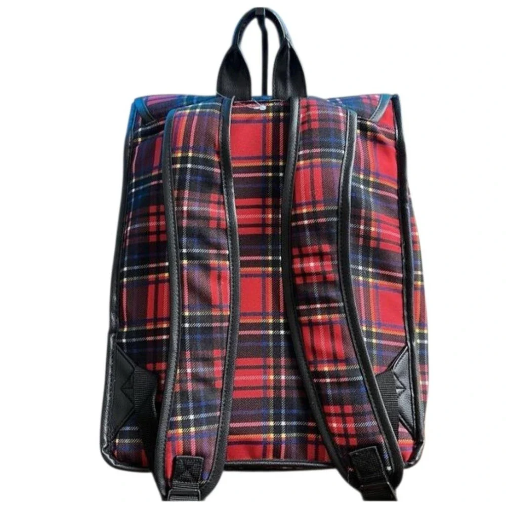 Disney Cruella Plaid Backpack Loungefly Style Red Tartan Patches One Size